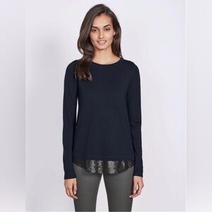 Gorgeous Boden “Lila” 💯 % Merino Wool Sweater in Navy and Black Sequins - M